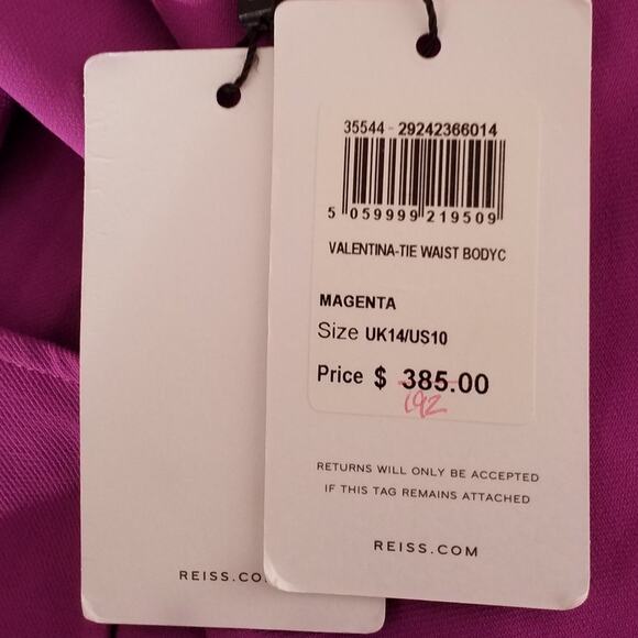 Reiss Long Sleeve Belted Midi Dress | Purple | Size 10 | NWT - Picture 5 of 7